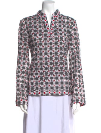 Tory Burch Printed Mock Neck Blouse