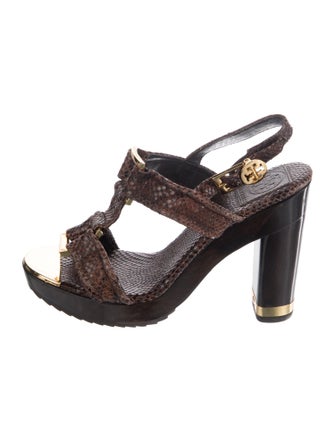 Tory Burch Snakeskin Animal Print Slingback Sandals