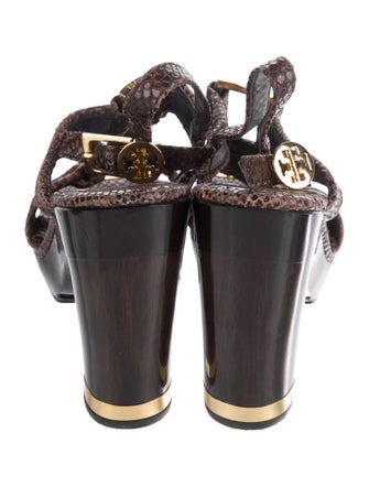 Tory Burch Snakeskin Animal Print Slingback Sandals