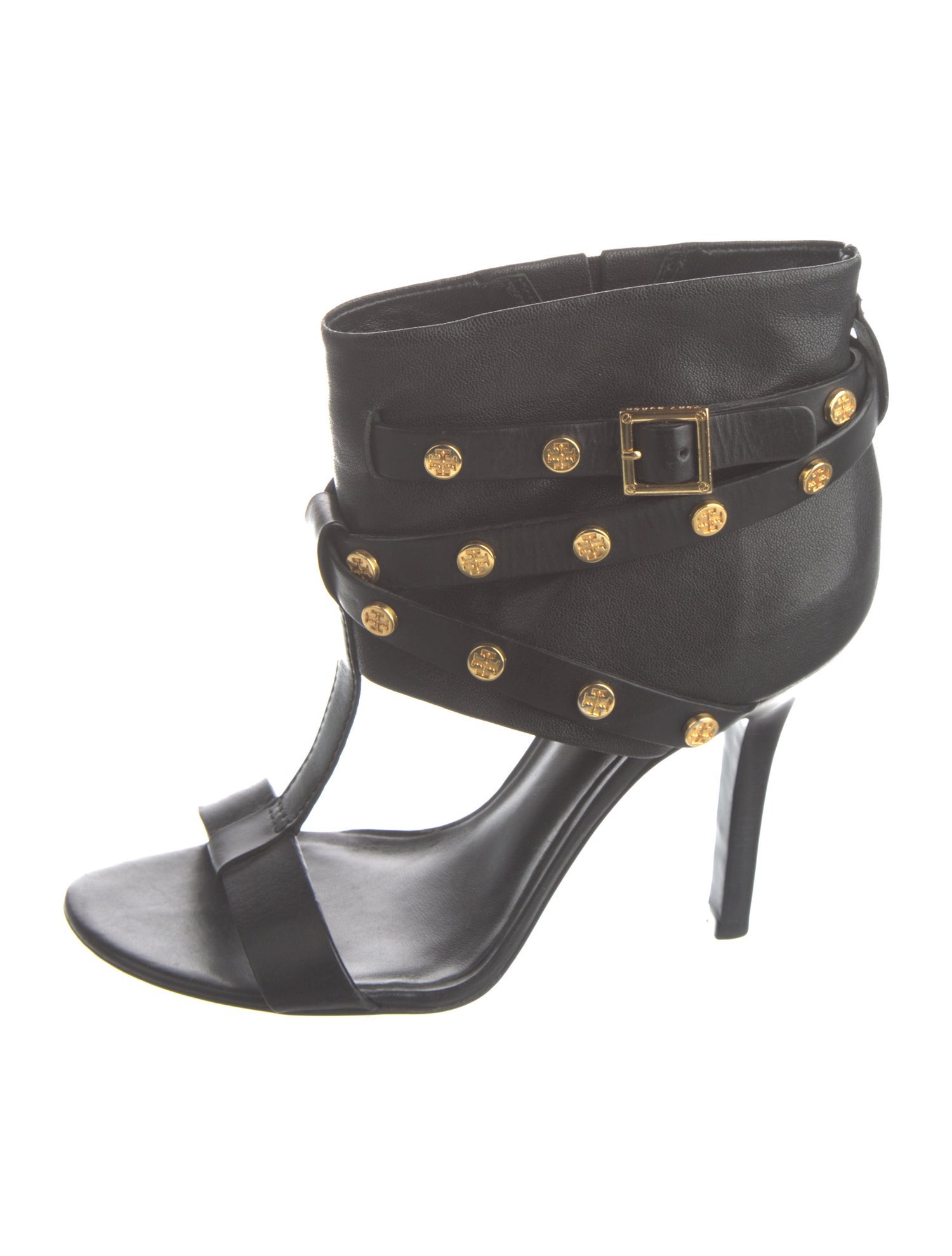 Tory Burch Leather Studded Accents T-Strap Sandals