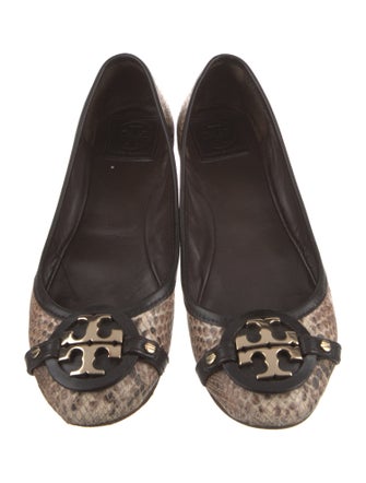 Tory Burch Leather Animal Print Ballet Flats