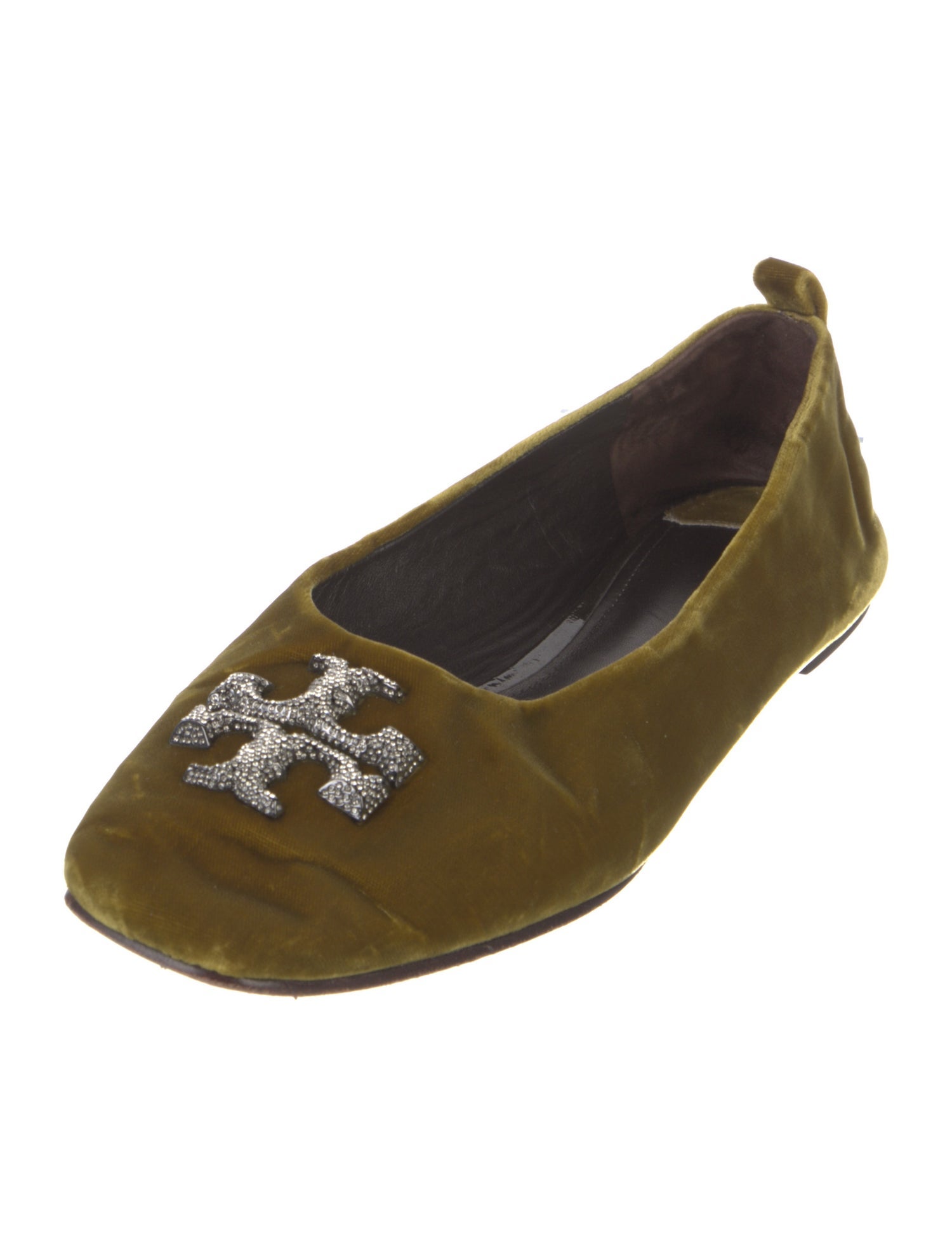 Tory Burch Velvet Crystal Embellishments Ballet Flats