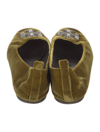 Tory Burch Velvet Crystal Embellishments Ballet Flats