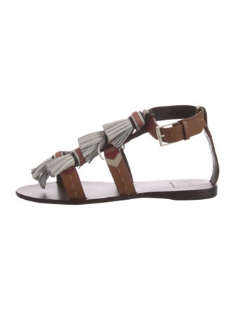 Tory Burch Leather Tassel Accents Gladiator Sandals
