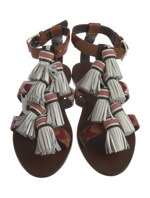 Tory Burch Leather Tassel Accents Gladiator Sandals