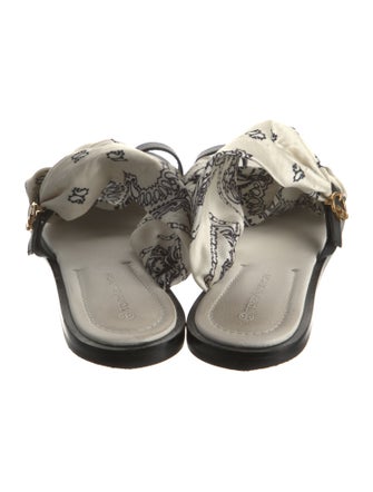 Tory Burch Leather Floral Print Slides