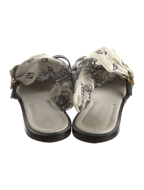 Tory Burch Leather Floral Print Slides