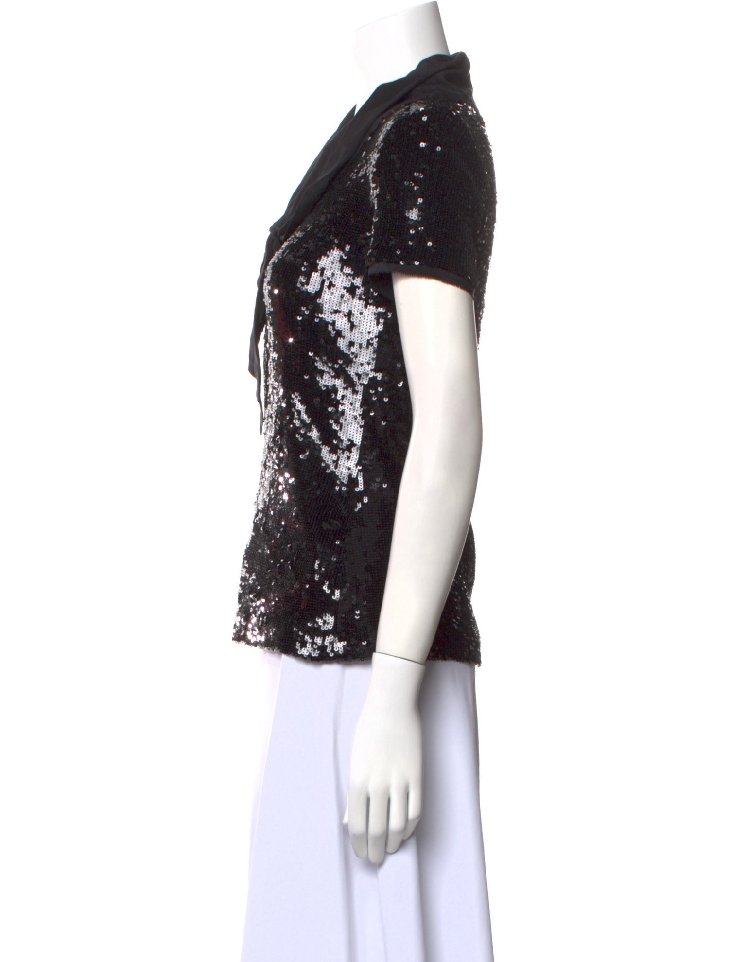 Tory Burch Mock Neck Short Sleeve Top