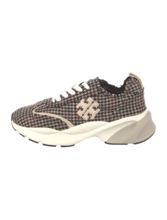 Tory Burch Tweed Houndstooth Print Chunky Sneakers