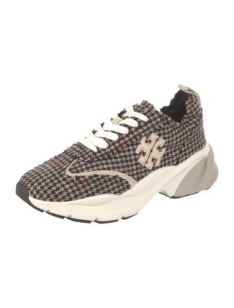 Tory Burch Tweed Houndstooth Print Chunky Sneakers