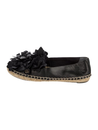 Tory Burch Leather Leather Trim Embellishment Espadrilles