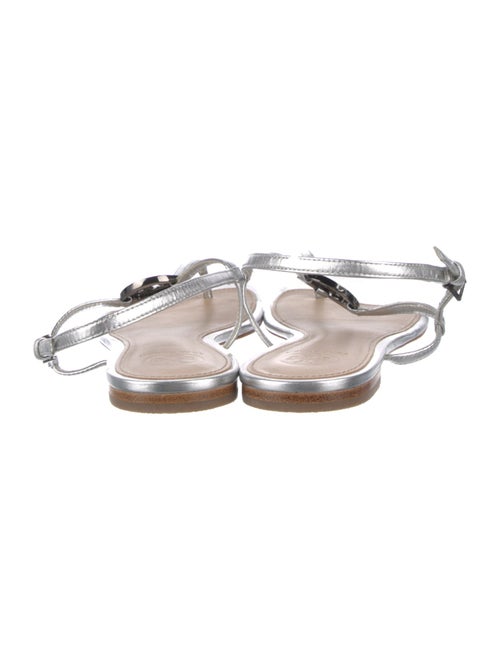 Tory Burch Leather Crystal Embellishments T-Strap Sandals