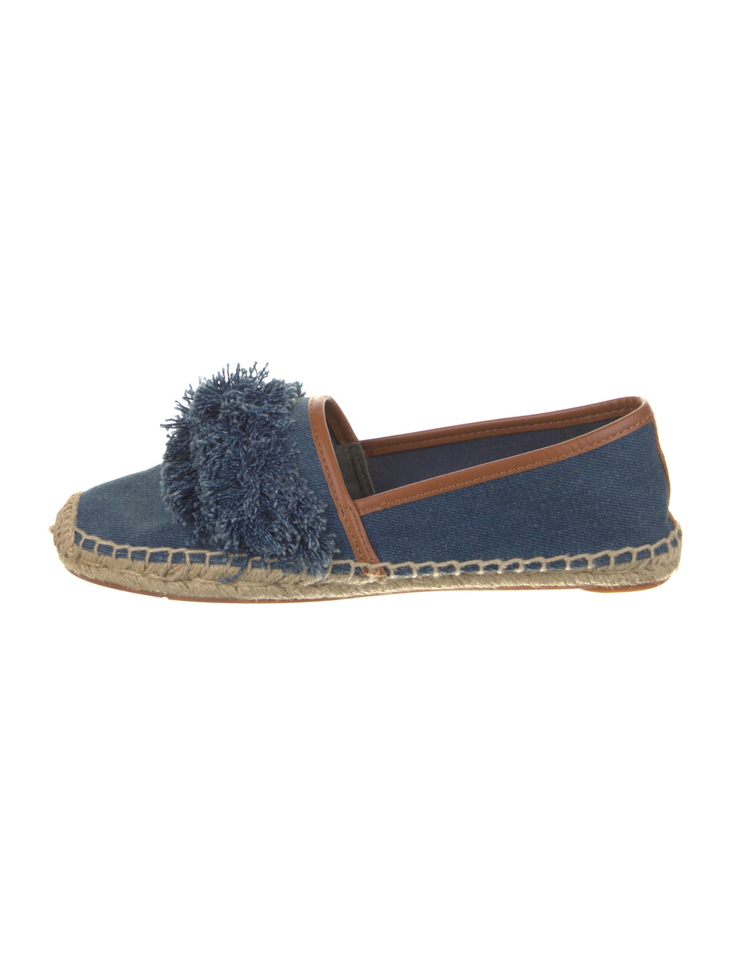 Tory Burch Denim Fringe Trim Accent Espadrilles