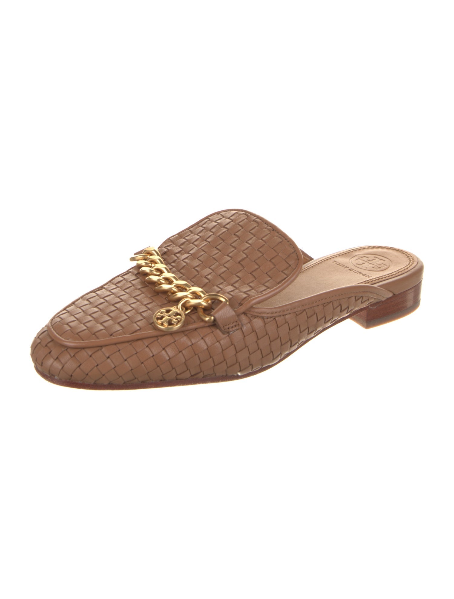 Tory Burch Leather Chain-Link Accents Mules