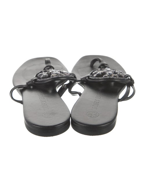 Tory Burch Leather Crystal Embellishments Slides
