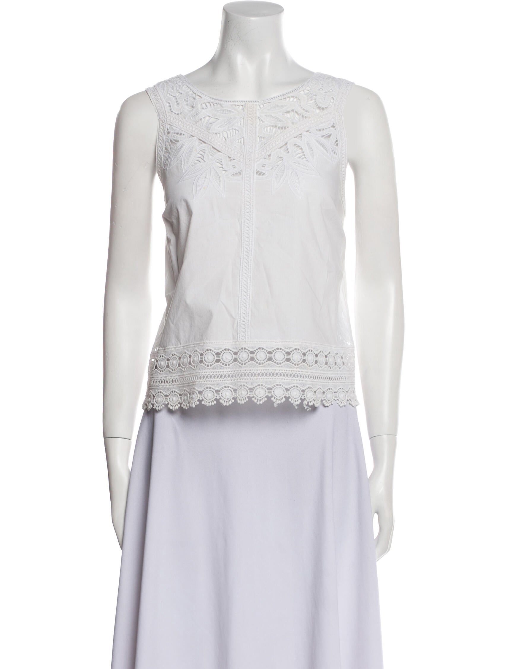 Tory Burch Bateau Neckline Sleeveless Top