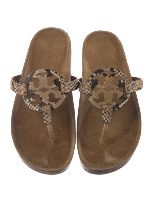 Tory Burch Leather Animal Print Slides