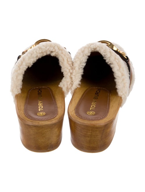 Tory Burch Shearling Chain-Link Accents Mules