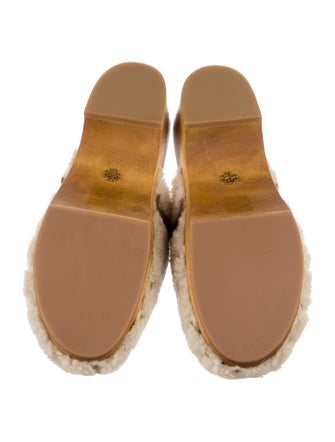 Tory Burch Shearling Chain-Link Accents Mules