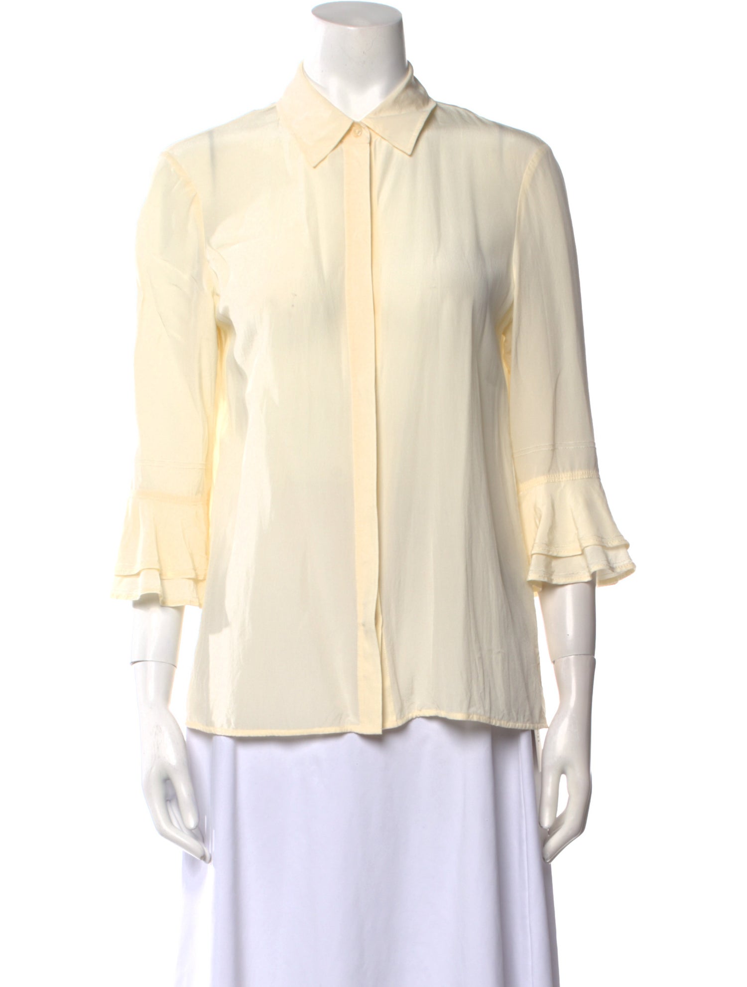 Tory Burch Silk Three-Quarter Sleeve Button-Up Top