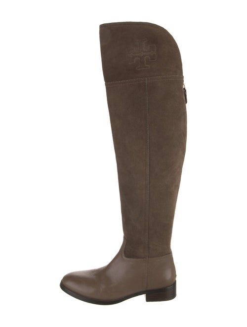 Tory Burch Suede Leather Trim Embellishment Riding Boots