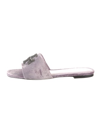 Tory Burch Velvet Crystal Embellishments Slides