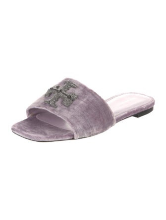 Tory Burch Velvet Crystal Embellishments Slides