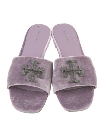 Tory Burch Velvet Crystal Embellishments Slides