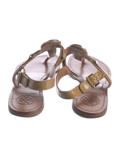 Tory Burch Patent Leather Animal Print T-Strap Sandals