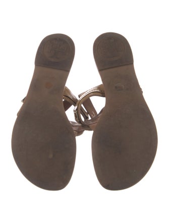 Tory Burch Patent Leather Animal Print T-Strap Sandals