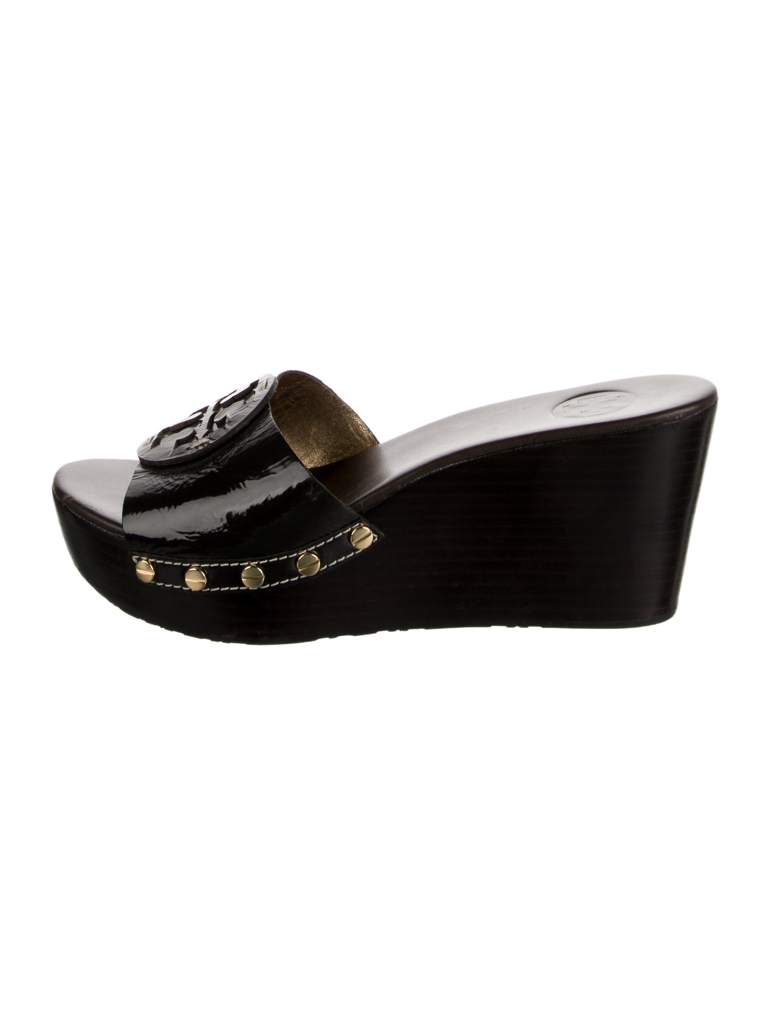Tory Burch Patent Leather Studded Accents Mules
