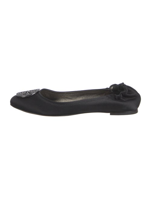 Tory Burch Satin Crystal Embellishments Ballet Flats