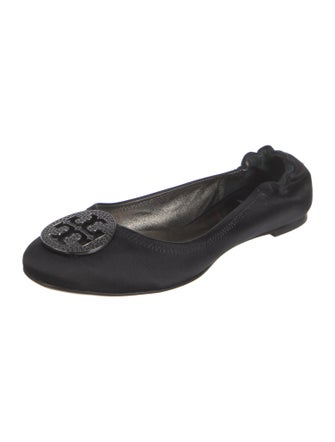 Tory Burch Satin Crystal Embellishments Ballet Flats