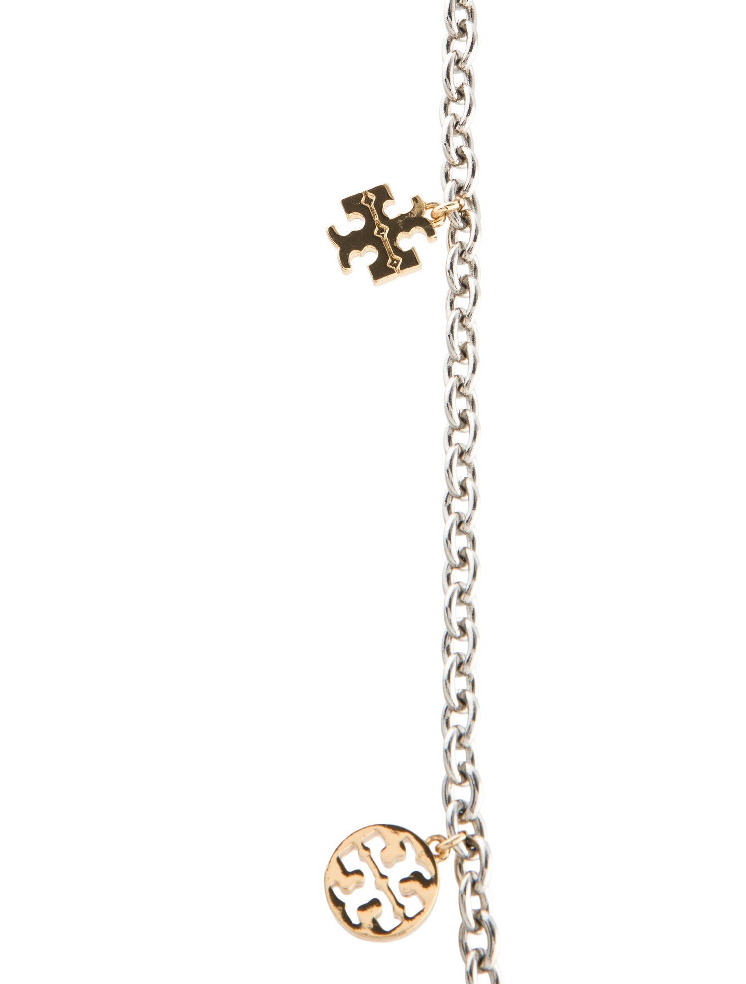Tory Burch Logo Charm Rosary Station Necklace