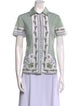Tory Burch Printed Short Sleeve Button-Up Top