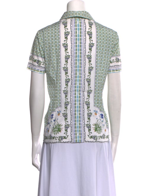 Tory Burch Printed Short Sleeve Button-Up Top