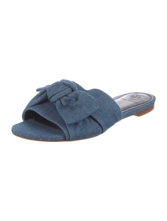 Tory Burch Denim Bow Accents Slides