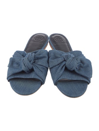 Tory Burch Denim Bow Accents Slides