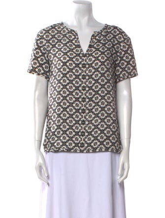 Tory Burch Printed V-Neck Blouse