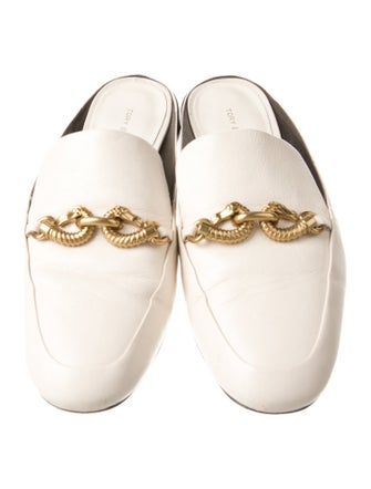 Tory Burch Leather Chain-Link Accents Mules