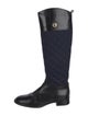 Tory Burch Quilted Pattern Leather Riding Boots