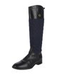 Tory Burch Quilted Pattern Leather Riding Boots