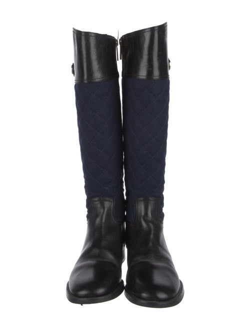 Tory Burch Quilted Pattern Leather Riding Boots