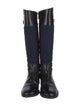 Tory Burch Quilted Pattern Leather Riding Boots