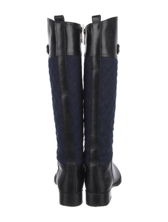 Tory Burch Quilted Pattern Leather Riding Boots