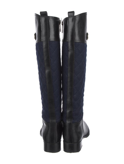 Tory Burch Quilted Pattern Leather Riding Boots