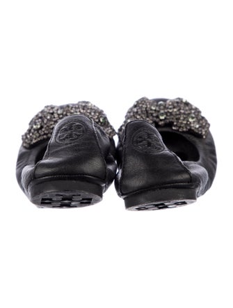 Tory Burch Leather Bow Accents Ballet Flats