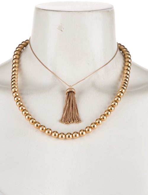 Tory Burch Beaded Tassel Slider Necklace