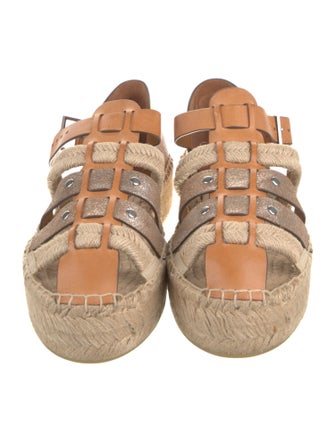 Tory Burch Leather Glitter Accents Espadrilles