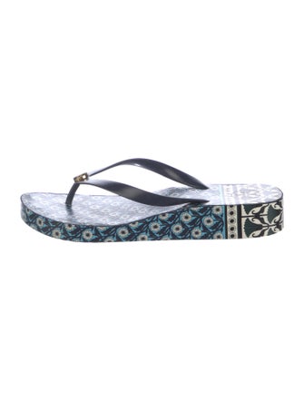 Tory Burch Rubber Floral Print Flip Flops